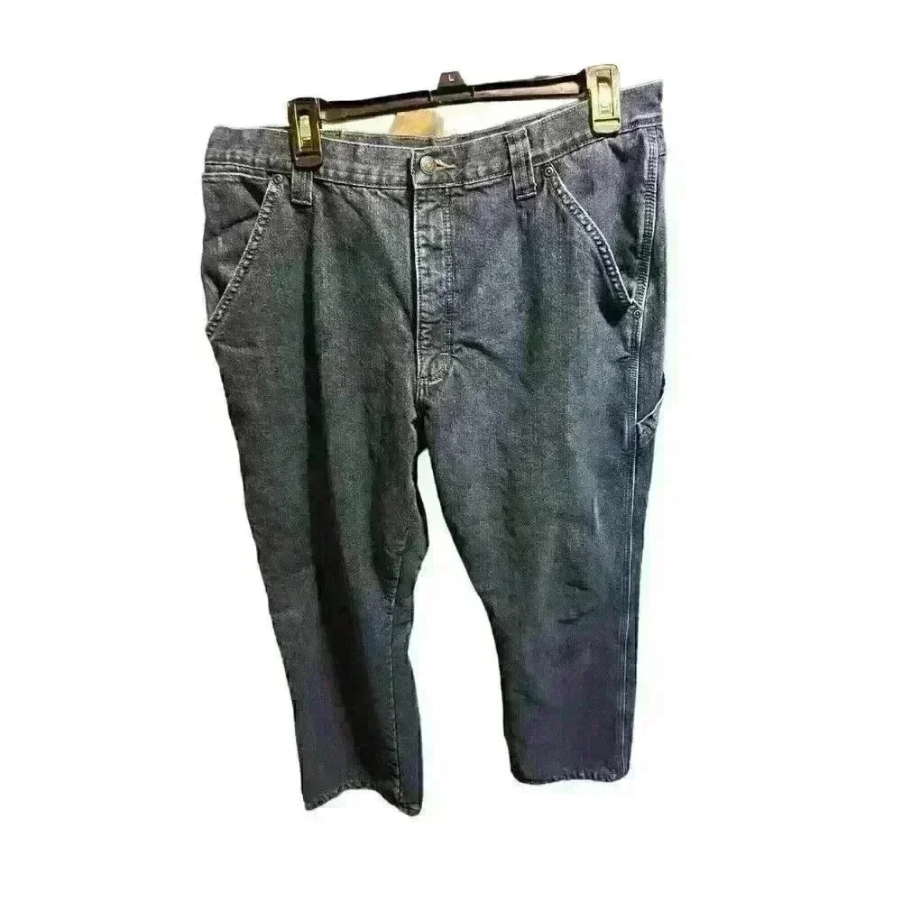 Wrangler Jeans Men's 36x30 Blue Denim Fleece Lined Carpenter Dark Stonewash